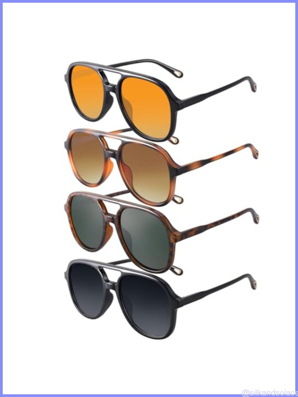 4 Pack Retro Polarized Aviator Sunglasses UV400 Unisex Oversized Frame
